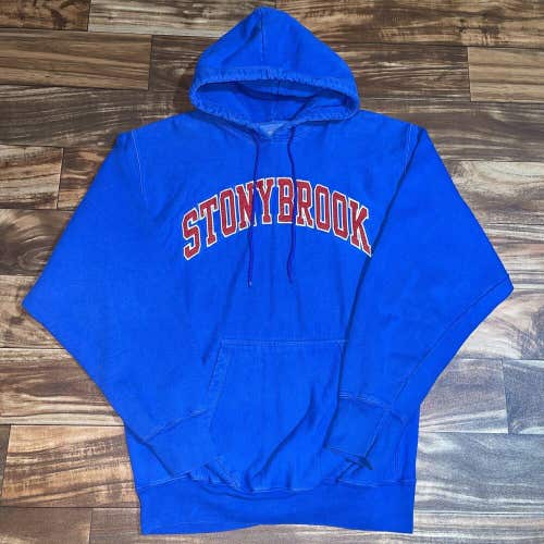 Vintage Stony Brook New York University Reverse Weave Hoodie Sweatshirt Size L