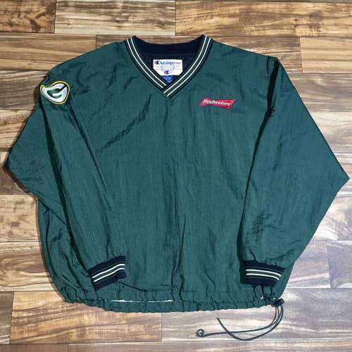 Vintage Champion Green Bay Packers Budweiser Pro Lined Windbreaker Jacket XL/XXL