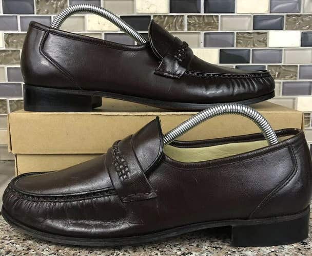 Diplomats Men’s Brown Burgundy Slip On  Loafers Dress Shoes Leather Size 9 D