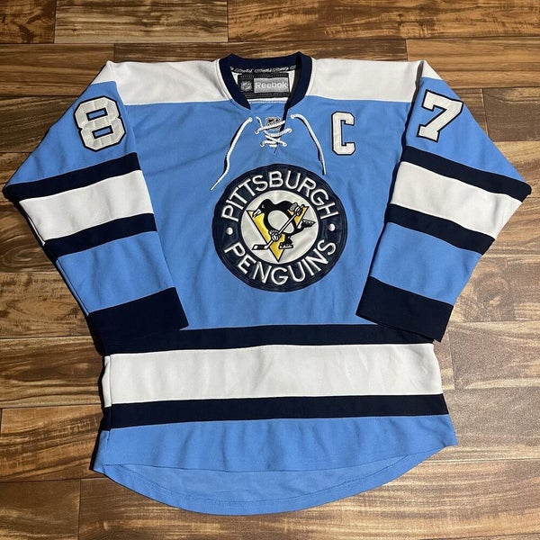 Reebok, Shirts & Tops, Reebok Pittsburgh Penguins Sidney Crosby Blue Winter  Classic Hockey Jersey