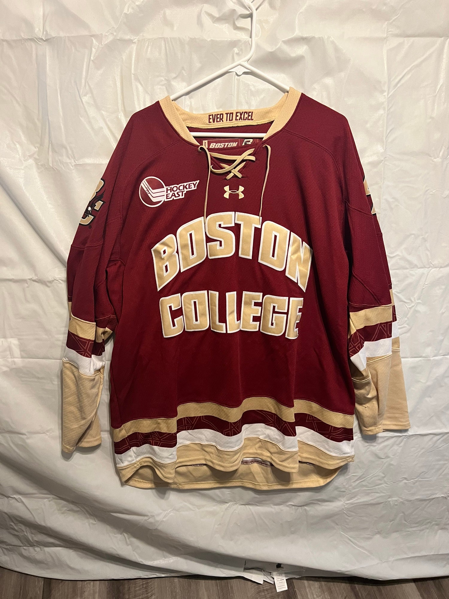 Youth Under Armour Boston College Eagles Red Custom Hockey Jersey