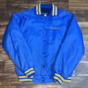 Vintage 90s Milwaukee Brewers MLB Bomber Quilted Varsity Jacket ￼Size Large L