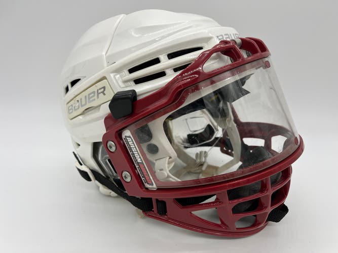 YOUTH Bauer RE-AKT 100 YTH Ice Roller Hockey Helmet Red Face Shield Cage