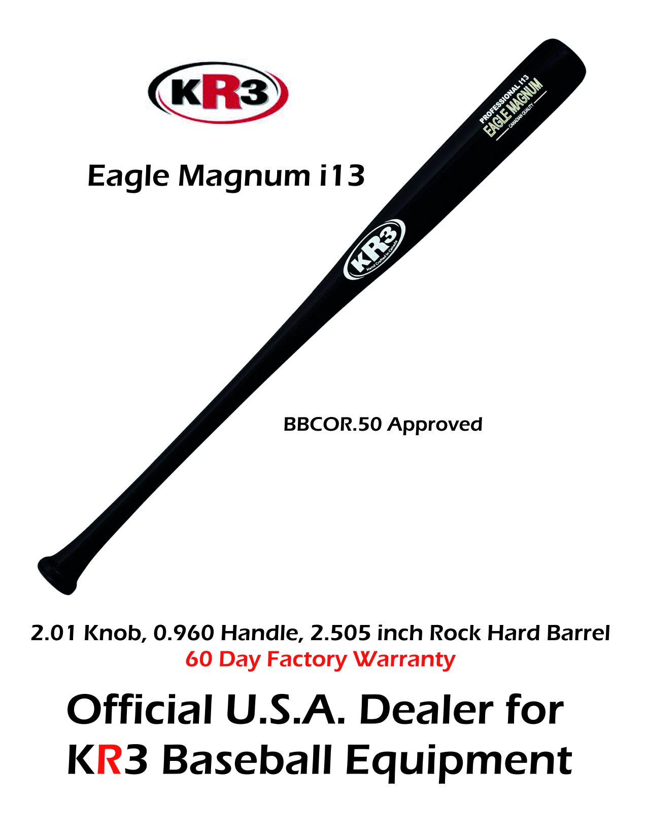 New 2023 KR3 PRO i13 Eagle Magnum 32 inch Wood Bat (-3) 29.5 oz