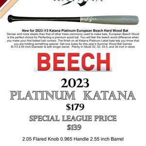 New 2023 Katana Euro Beech 33 inch Wood Bat (-3) 30.5 oz i13
