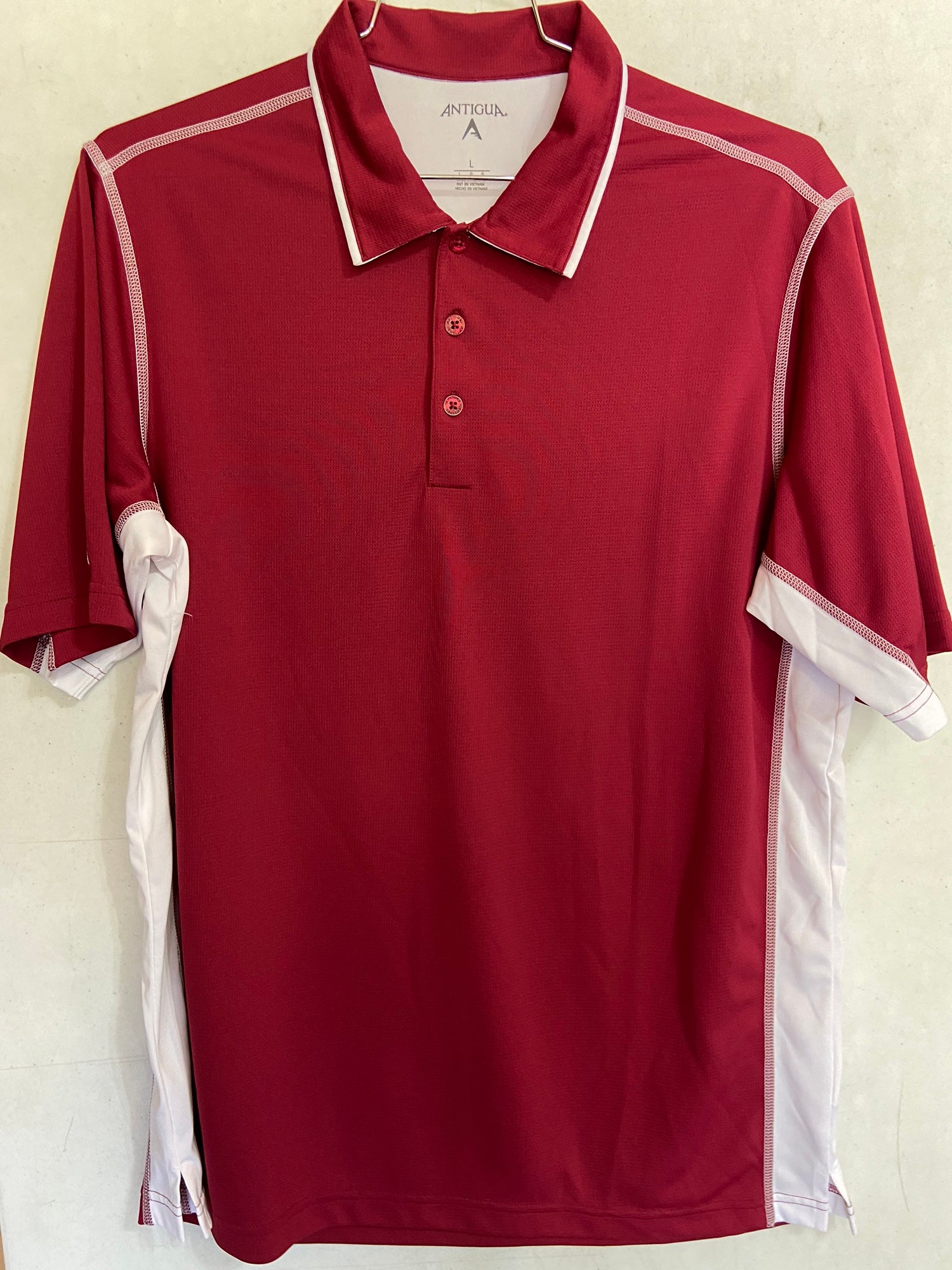 Antigua Chicago Cubs Golf Polo Mens Large Blue White Stripe Short Sleeve  Shirt