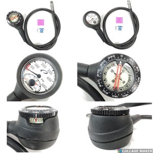 Oceanic Pressure Gauge SPG / Compass Combo + Boot Console Thermometer Scuba Dive