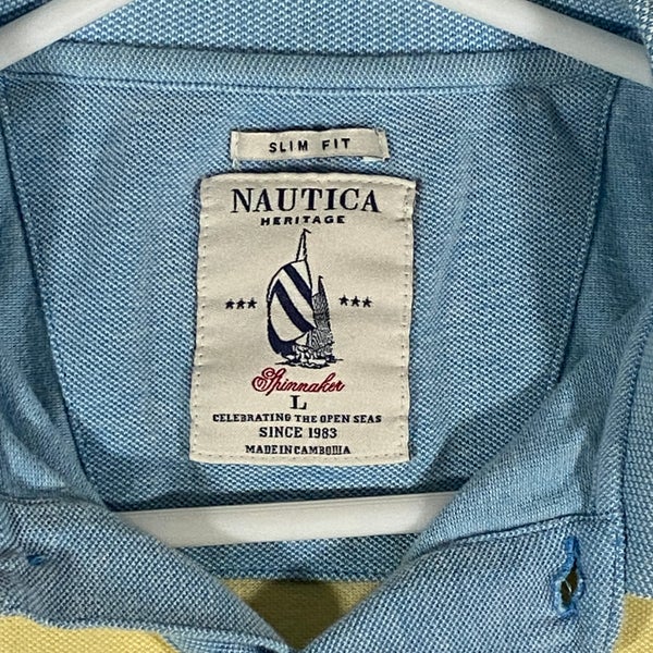 Nautica Heritage Polo Shirt Mens Size L Spinnaker Pastel Short