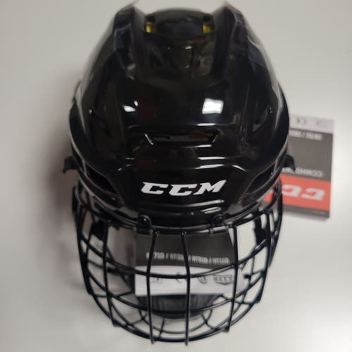 New Black Senior Small CCM Tacks 210 Helmet Combo