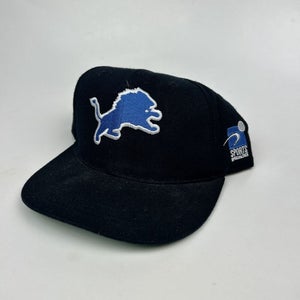 Vintage Sports Specialties Detroit Lions Plain Logo Snapback Hat Cap Black NFL
