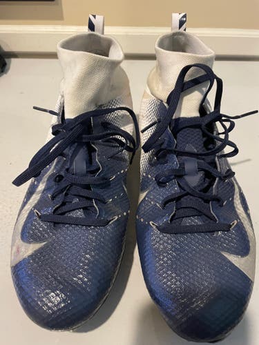 Nike Mid Top Vapor White/Blue Used Size Men's 10.5  Molded Cleats