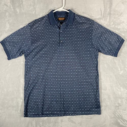 Robert Barakett Polo Shirt Mens Size L Blue Mercerized Cotton Made in Canada
