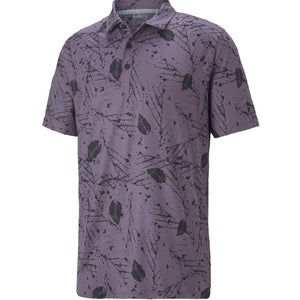 NEW Puma Cloudspun Frequency Purple Charcoal-Black Golf Polo/Shirt Men's Large