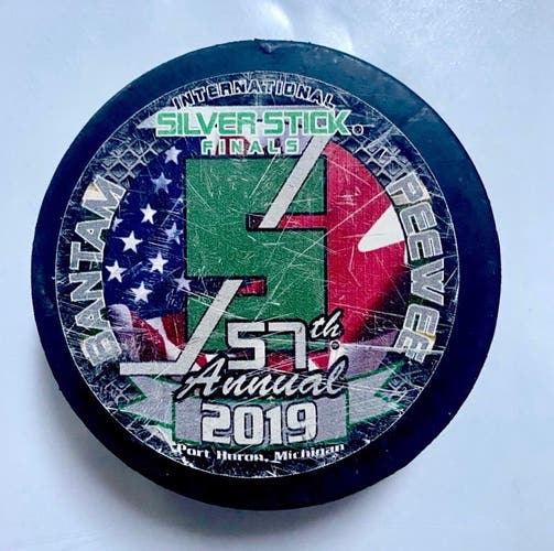 Silver Sticks 2019 International Tournament Hockey Puck (Sticker Puck)