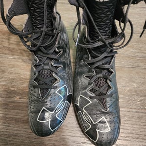 Gray Used Adult Men's Size 9.5 (Women's 10.5) Molded Cleats Under Armour High Top ClutchFit