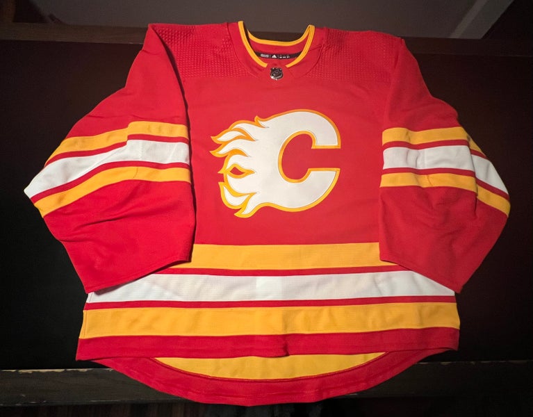 GAMEWORN Adidas Calgary Flames OLLAS-MATTSON Road Jersey Sz 58 *MiC*