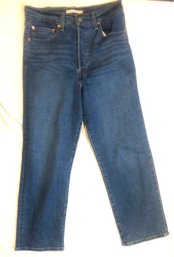 NWT Levis Ribcage Straight Ankle Super High Rise Blue Denim Jeans Size 24x27