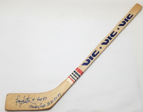 BRYAN TROTTIER Autographed Islanders Mini Hockey Stick Stanley Cups Signed