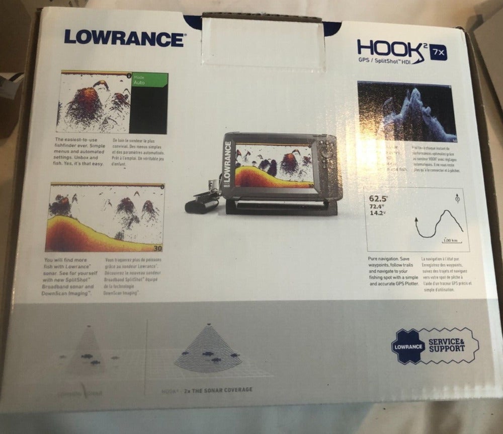 Lowrance Hook 2- 7X SplitShot HDI Fishfinder GPS Plotter for Sale
