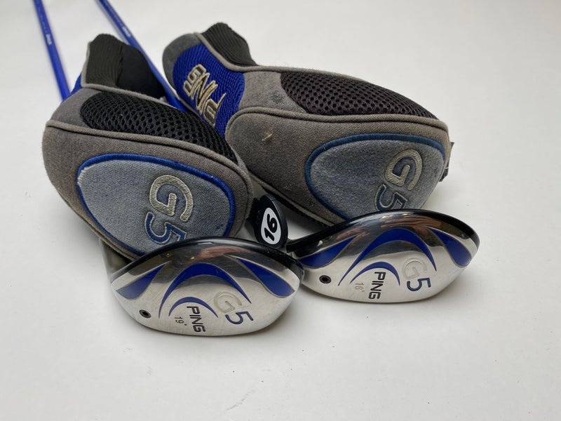 Ping G5 1 & 3 Hybrid Set 16* 19* Grafalloy ProLaunch Blue Stiff Graphite Mens RH