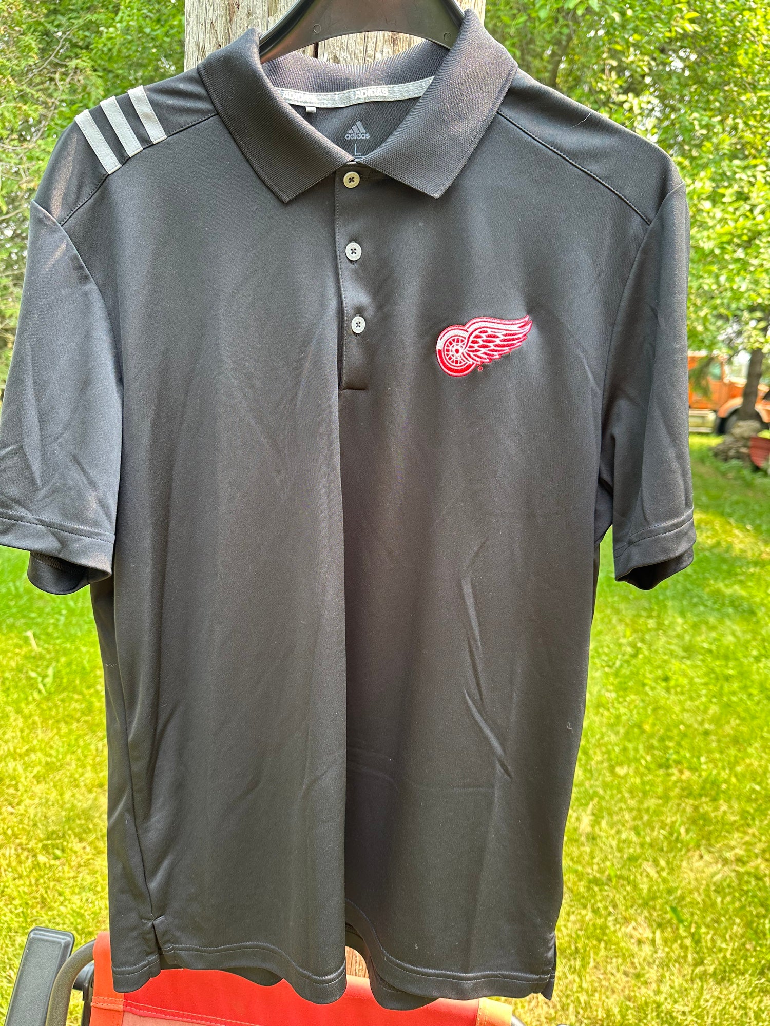 Detroit Red Wings Polo Golf Shirt Men’s Size Large NHL Hockey Red Black