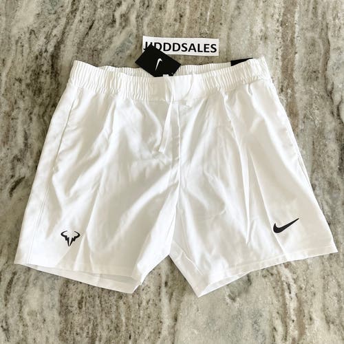 Nike Court Dry Rafa Nadal 7" Tennis Shorts White AT4315-101 Men’s Sz Large NWT.