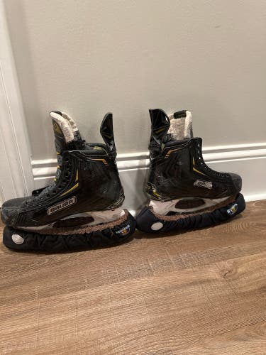 Used Bauer Regular Width Size 7.5 Supreme 2S Pro Hockey Skates WITH BRAND NEW TI BLADES+extra