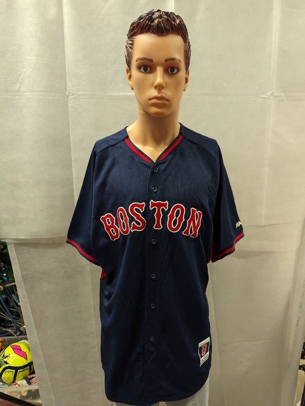 Majestic BOSTON RED SOX Long Sleeve Navy Blue T-Shirt Size M MLB Baseball