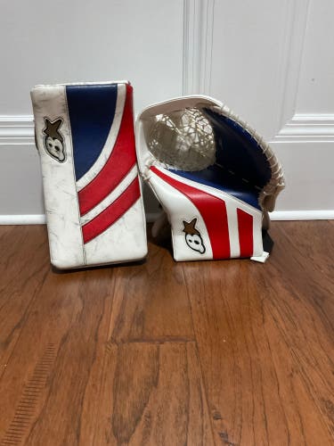 Brian’s hockey goalie glove and blocker