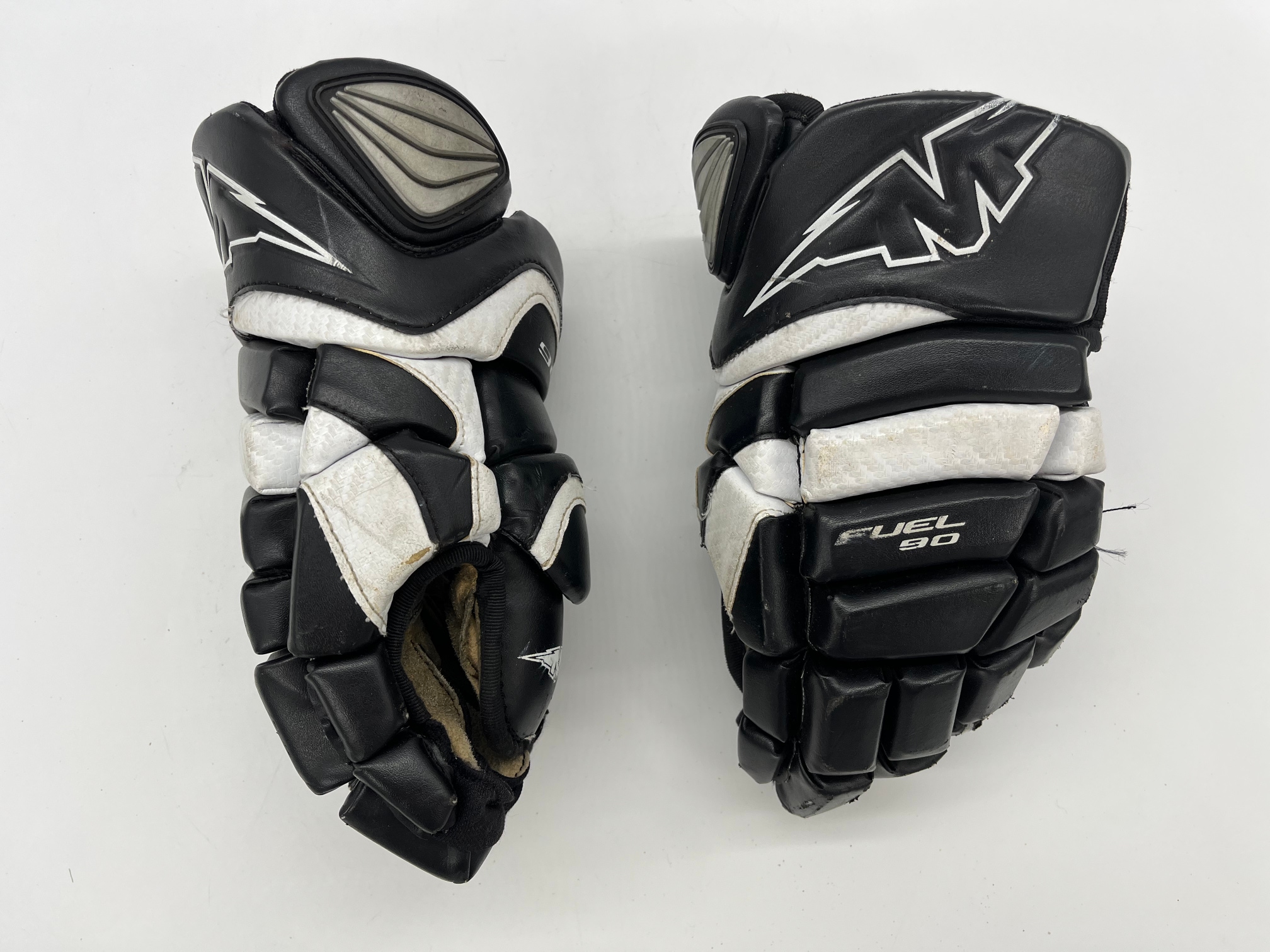 11" Mission Fuel 90 Ice Roller Hockey Gloves Black White WASHED Good Palms
