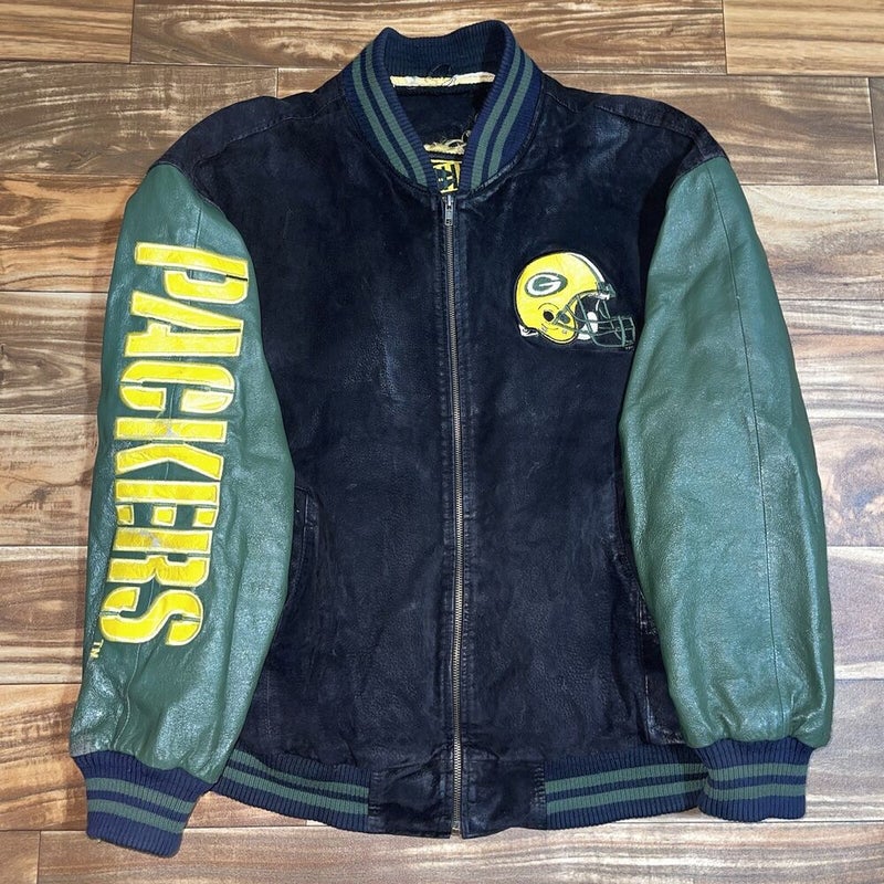 GREEN BAY PACKERS OLD ENGLISH WOOL VARSITY JACKET (FOREST GREEN