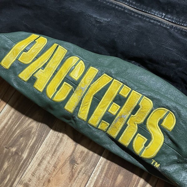 Vintage G-III Carl Banks Green Bay Packers Men's Zip Leather Jacket Size XL