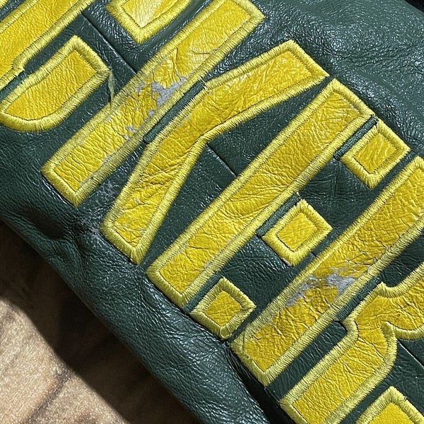 Vintage Green Bay Packers Carl Banks Leather Jacket Quarterback Club Men XL  Rare