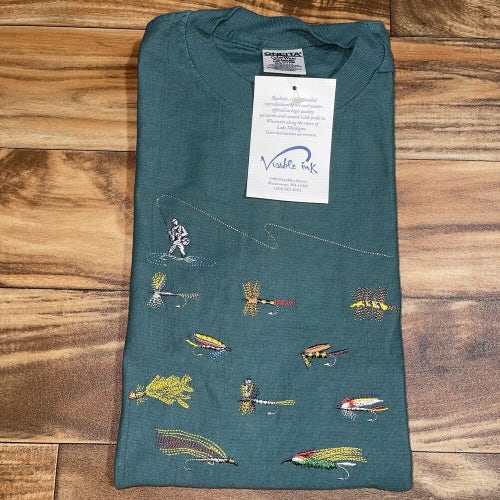 Vintage NWT 90s Fly Fishing Embroidered Single Stitch USA Made Shirt Sz Medium