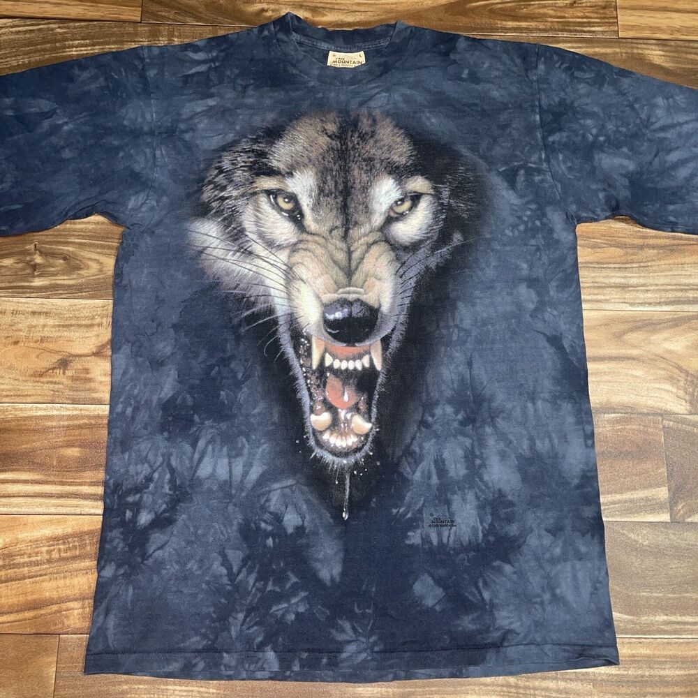 Vintage 90s The Mountain Wolf Tie Dye Long Sleeve Graphic T