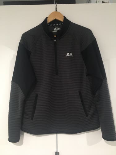 USA Hockey Ottoman Rib 1/4 Zip Sweatshirt - Medium/Gray & Black *Very Gently Worn*