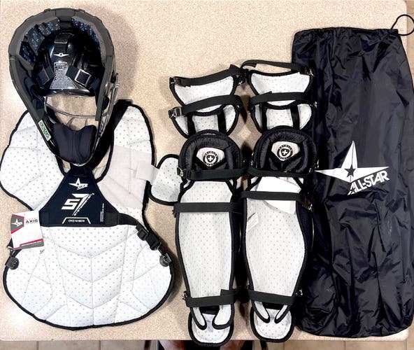 NEW - NOCSAE 2022 All-Star Classic Pro 16+ Adult Catcher's Gear Equipment Set Kit Axis Chest