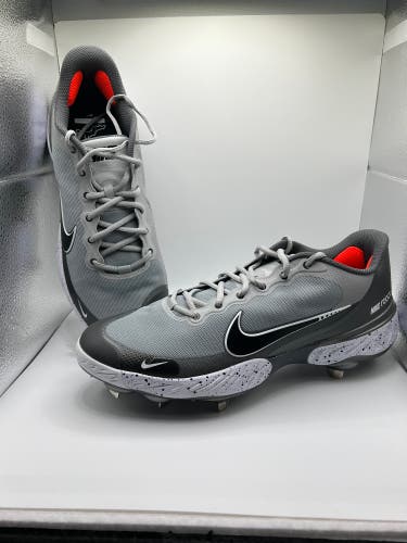 Men’s Gray Nike Alpha Huarache 3 Low Metal Baseball Cleats Size 12