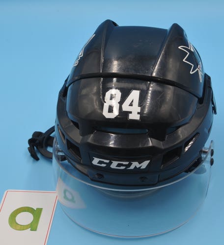 San Jose NHL Game-Used CCM Black #84 Maxim Letunov Helmet Pro Stock