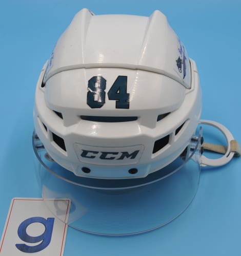 San Jose NHL Game-Used CCM White #84 Maxim Letunov Helmet Pro Stock