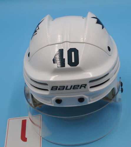 San Jose NHL Game-Used Bauer White #40 Antti Suomela Helmet Pro Stock