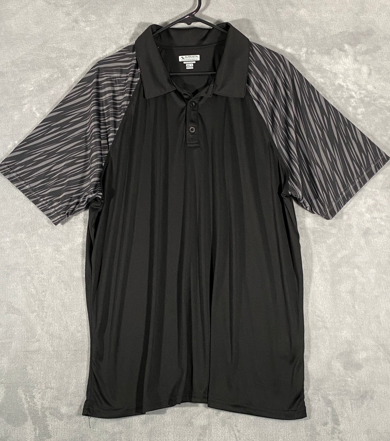 Augusta Sportswear Shirt Mens Size XL Black Grey Polo Short Sleeve Dry Wick Golf