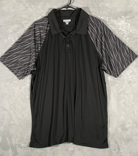 Augusta Sportswear Shirt Mens Size XL Black Grey Polo Short Sleeve Dry Wick Golf