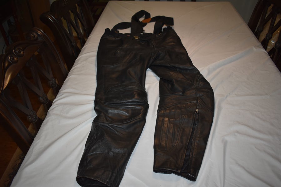 Hein Gericke Streetline Protective Leather Moto Pants w/Suspenders