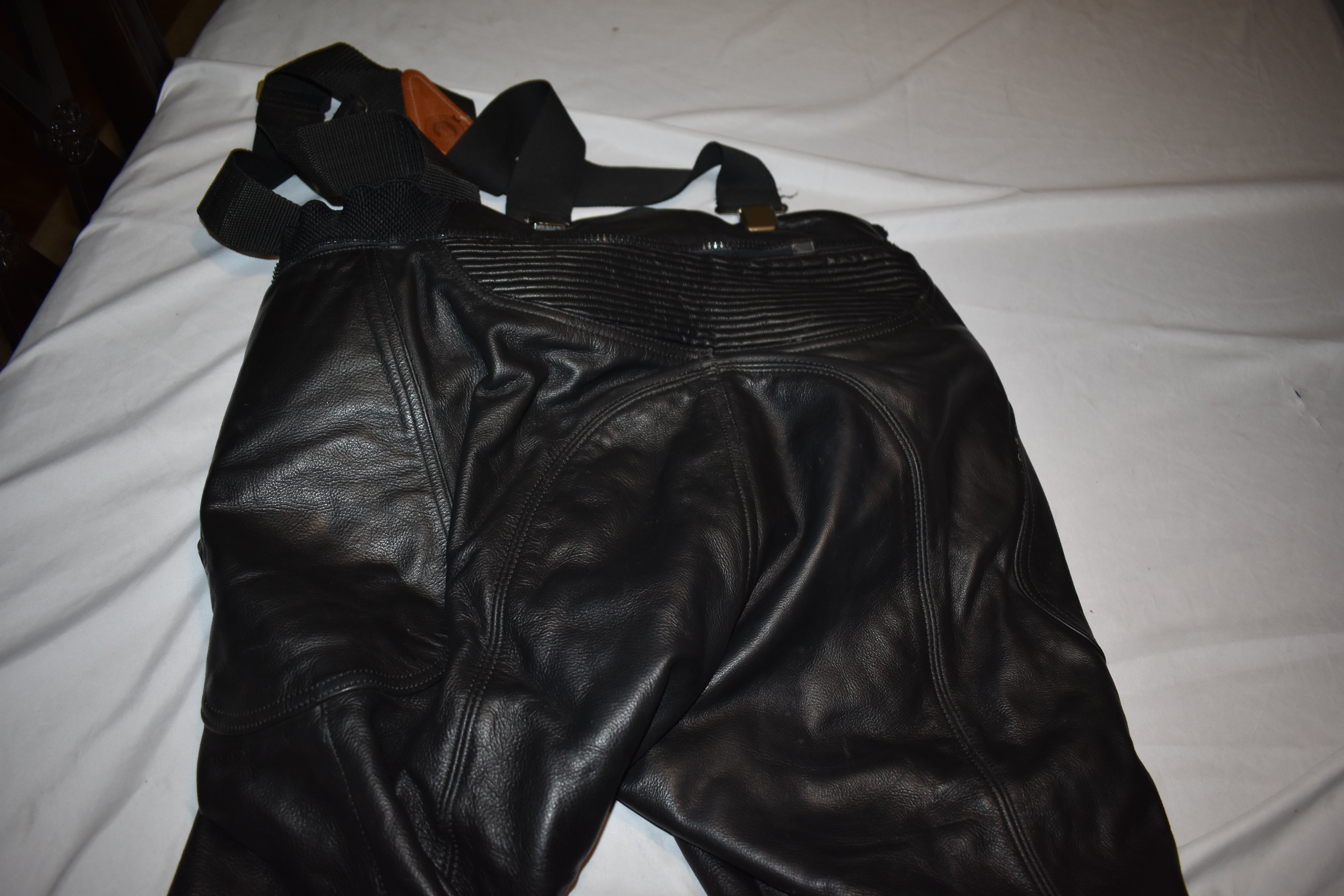 Hein Gericke Streetline Protective Leather Moto Pants w/Suspenders