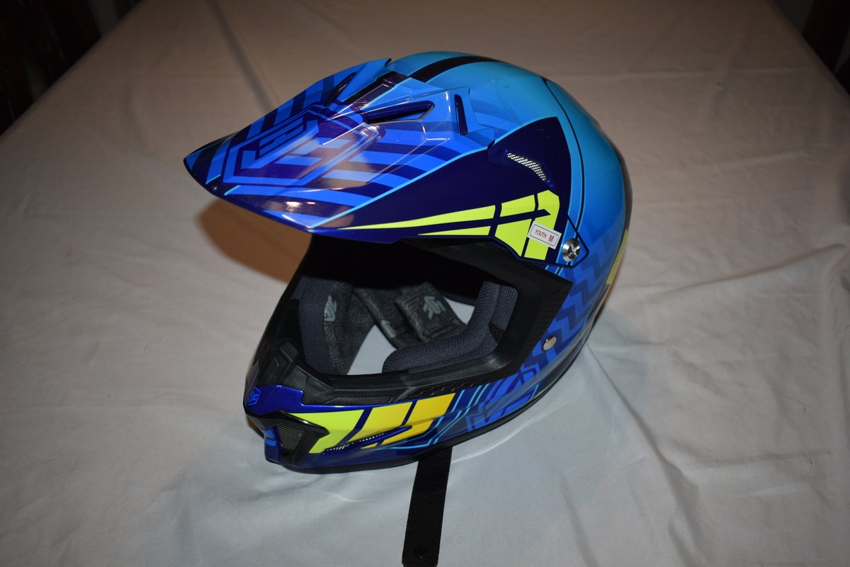 HJC CL-XY II Motocross Helmet, Blue/Yellow, Youth Medium - Great Condition!