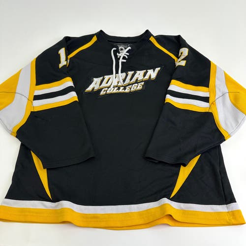 Used Adrian College Black Harrow Mens Game Jersey | Size XL | #12