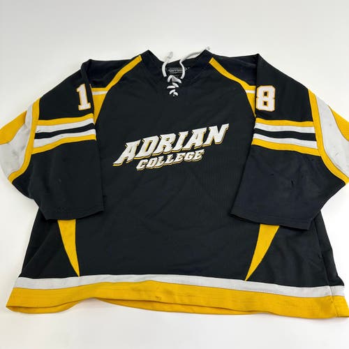 Used Adrian College Black Harrow Mens Game Jersey | Size XL | #18