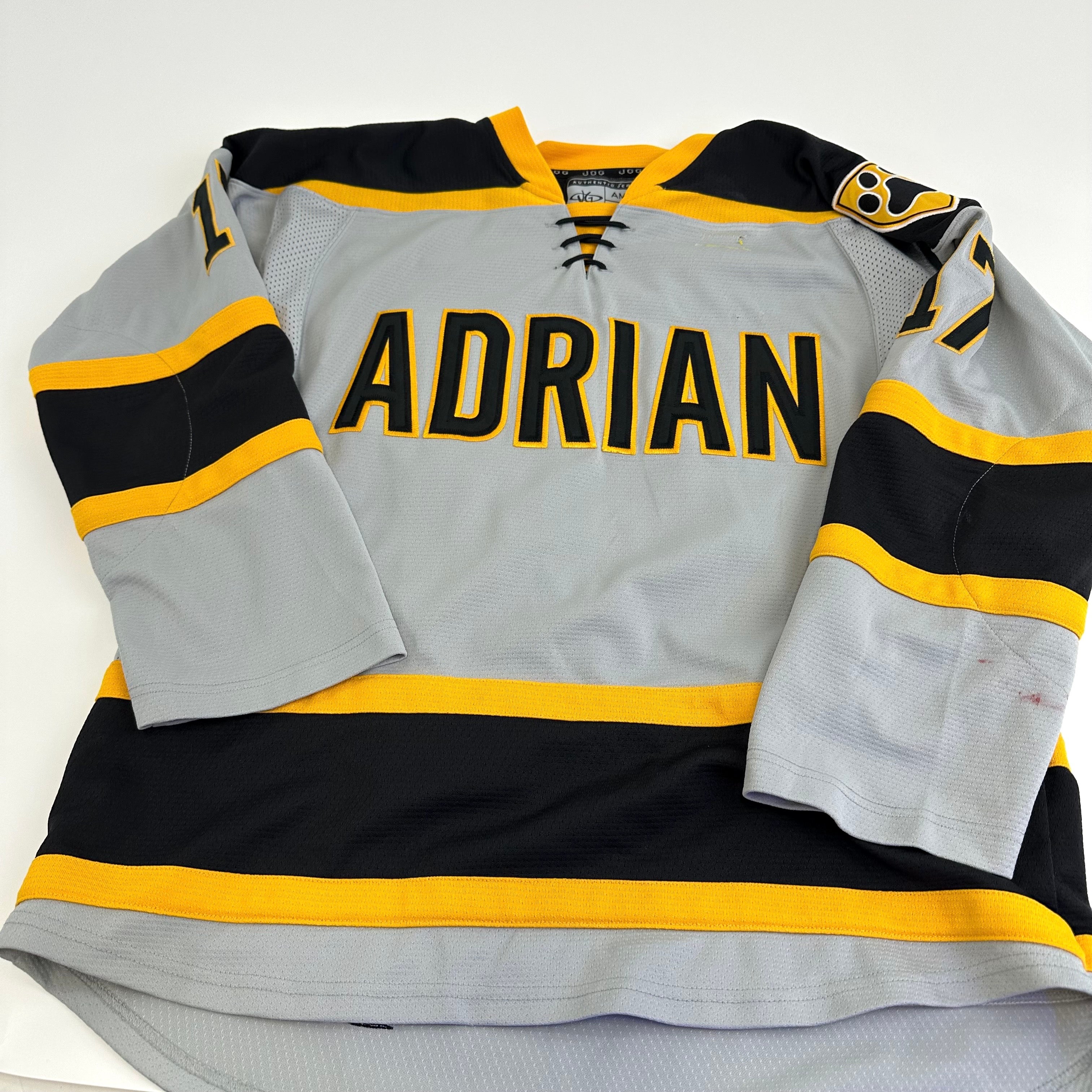 Used Adrian College Black Harrow Mens Game Jersey, Size XL