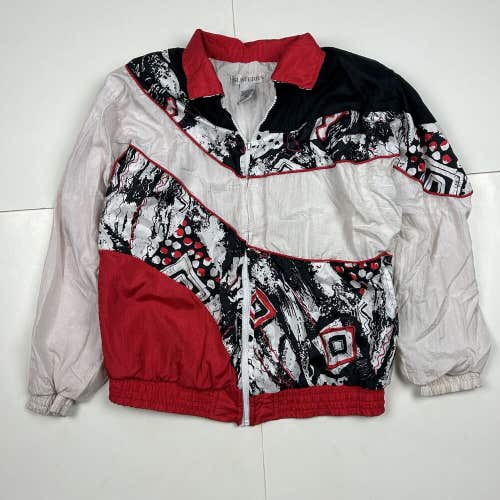 Vintage 90s Zip Up Nylong Windbreaker Track Jacket Abstract Art Sunterra Sz S